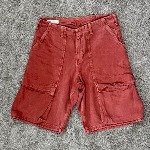 ZARA- Men’s Cargo Denim Bermuda Shorts-Faded Res Dye- Size 31